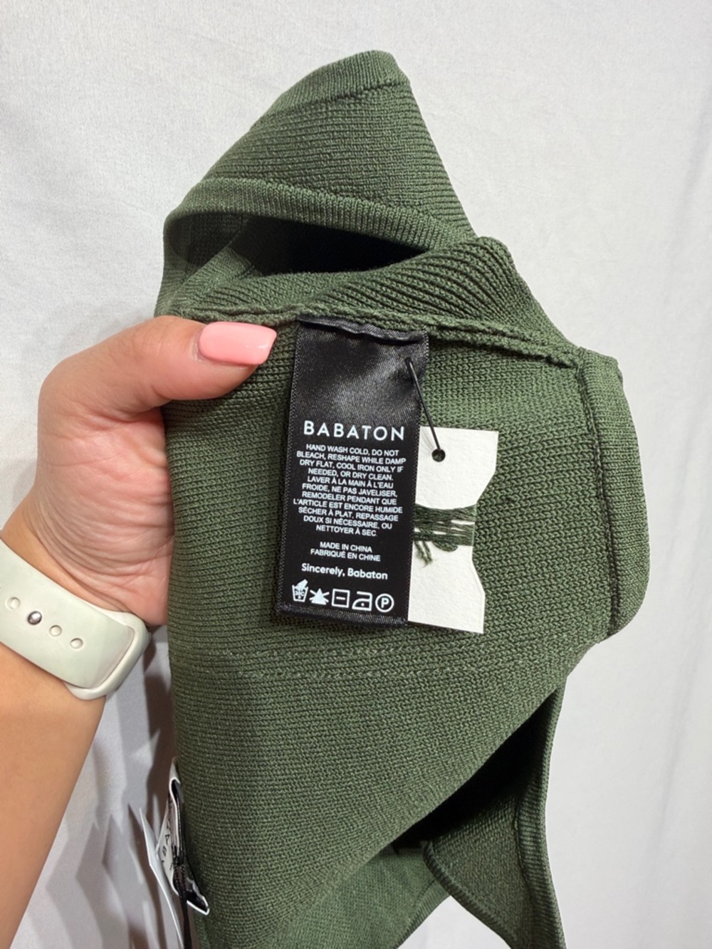 Babaton Sculpt Knit Bustier Tank Sencha Green Small NEW - Picture 5 of 6